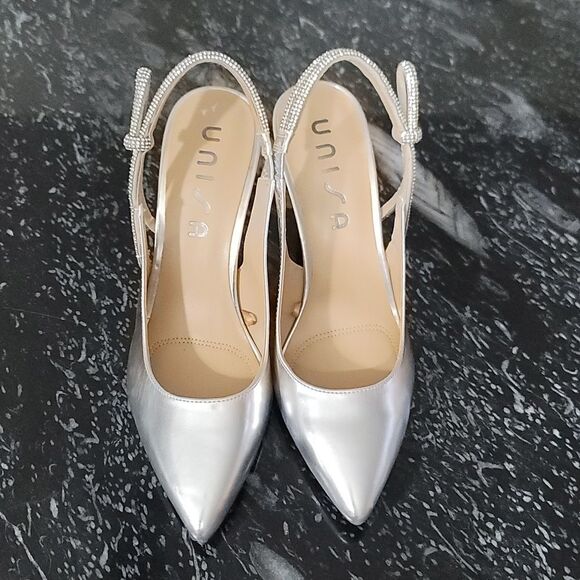 BRAND NEW UNISA SLINBACK HEELS with RHINESTONE POINTED TOEPUMP - Picture 2 of 14